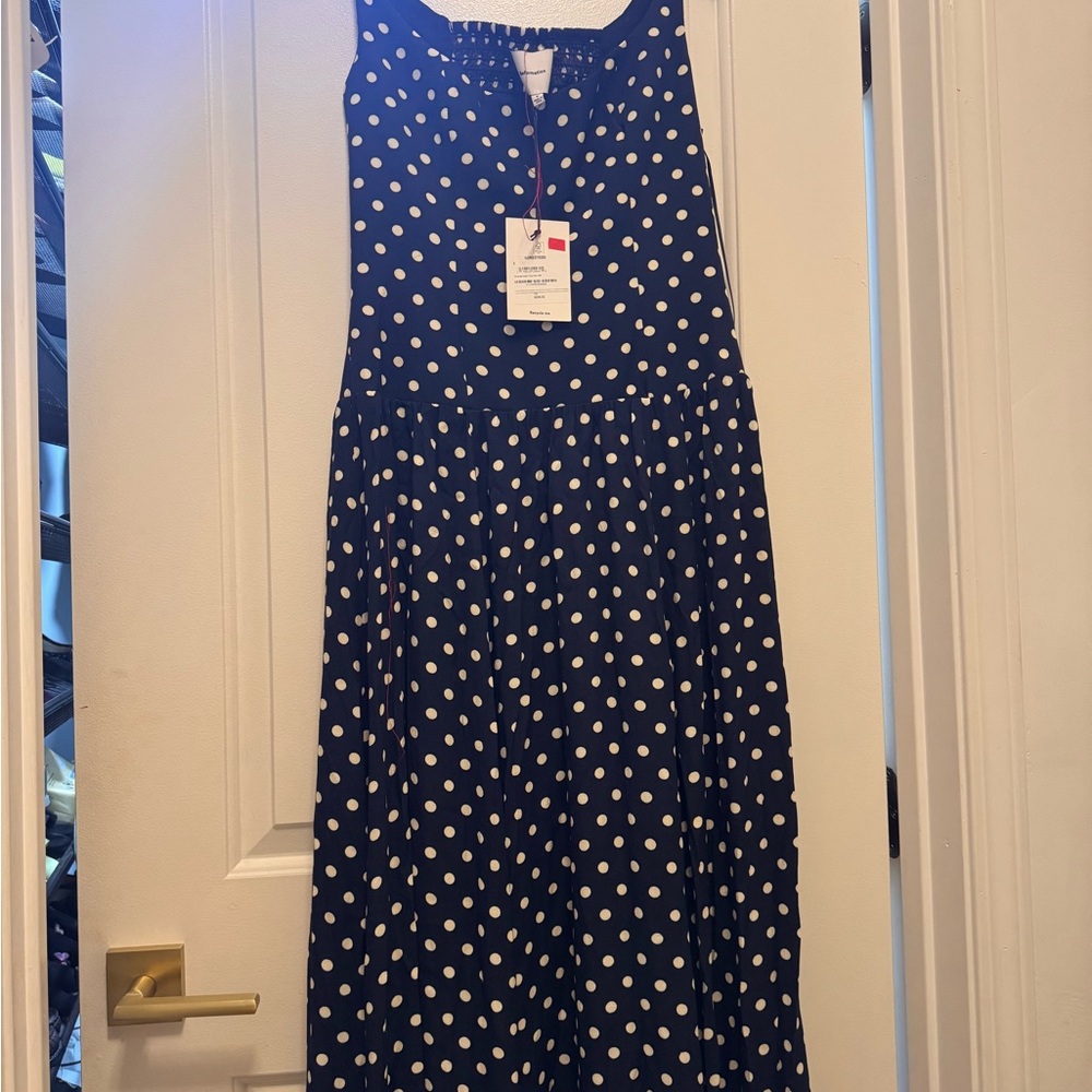 Reformation Navy and White Polka Dot Maxi Bellarose Dress Size 6